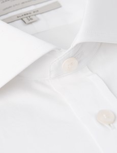 Men's Business White Poplin Classic Fit Shirt - Windsor Collar - Single Cuff - Easy Iron