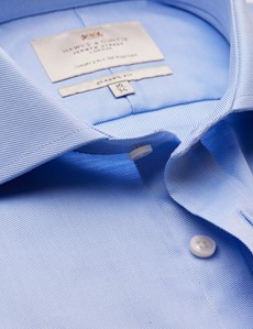 Easy Iron Blue Twill Classic Fit Shirt With Windsor Collar - Single Cuffs