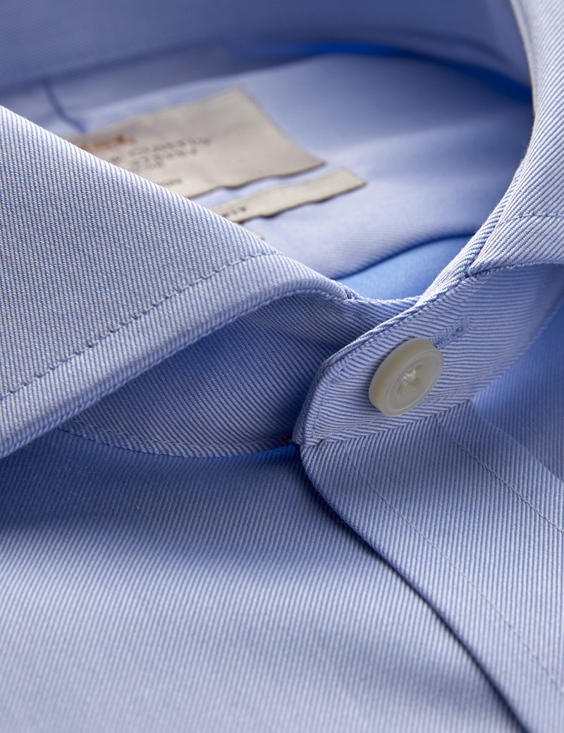 Men's Formal Blue Twill Classic Fit Shirt - Single Cuff - Windsor Collar - Non Iron
