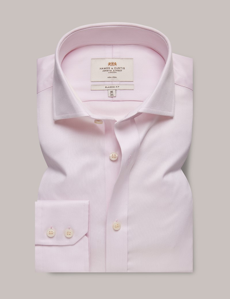Men's Non-Iron Pink Pique Classic Shirt - Windsor Collar