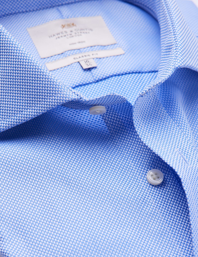 Men's Dress Blue Fabric Interest Classic Fit Shirt - Windsor Collar - Single Cuff - Non Iron