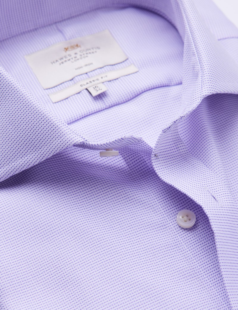 Men's Dress Lilac Fabric Interest Classic Fit Shirt - Windsor Collar - Single Cuff - Non Iron