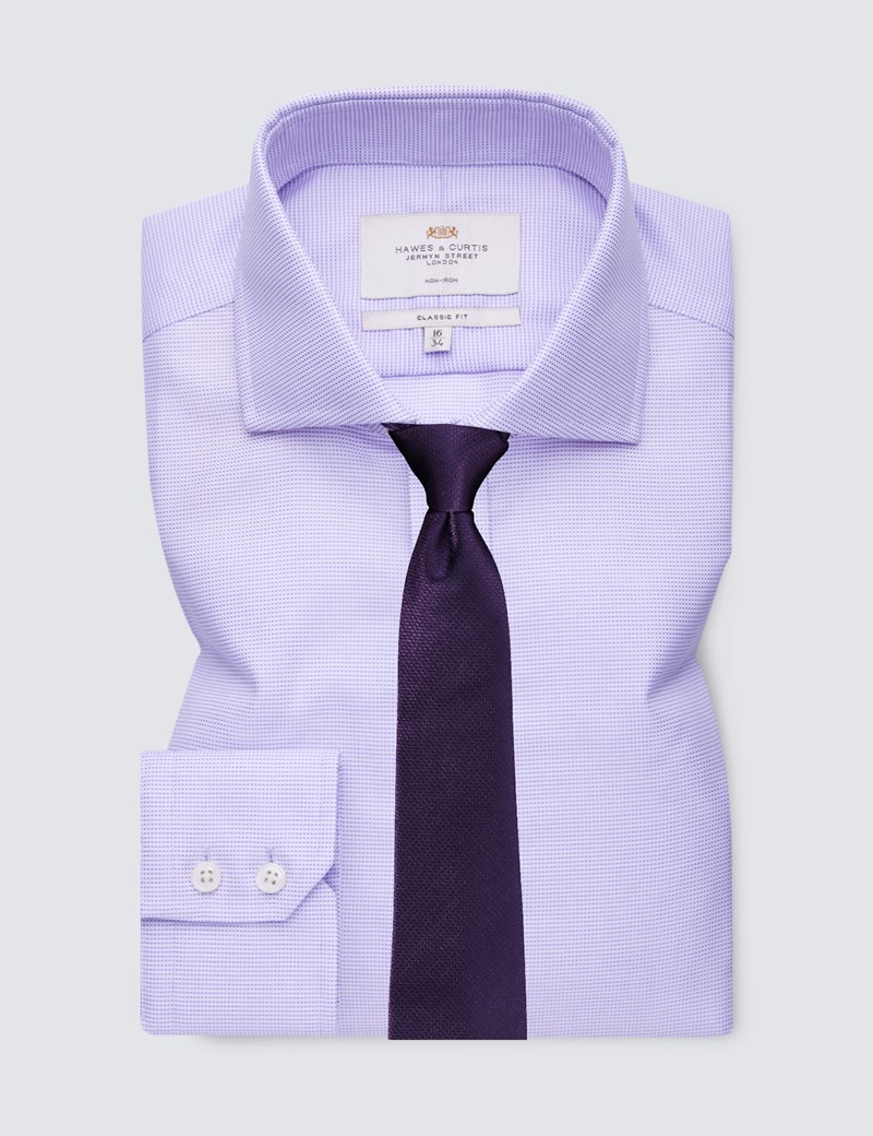 Men's Dress Lilac Fabric Interest Classic Fit Shirt - Windsor Collar - Single Cuff - Non Iron
