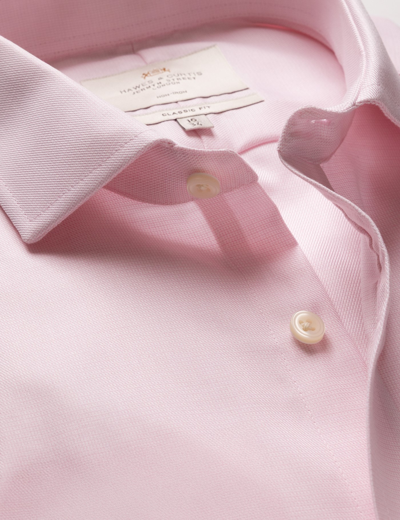 Hawes & Curtis Classic Fit Pink & White Textured Weave Non-Iron Shirt Size: 19" collar, 38" sleeve
