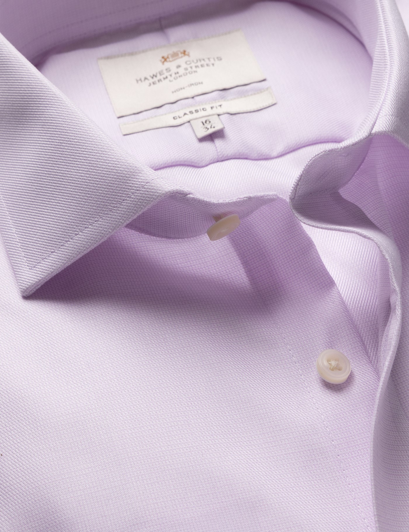 Hawes & Curtis Classic Fit Lilac & White Textured Weave Non-Iron Shirt Size: 20" collar, 38" sleeve