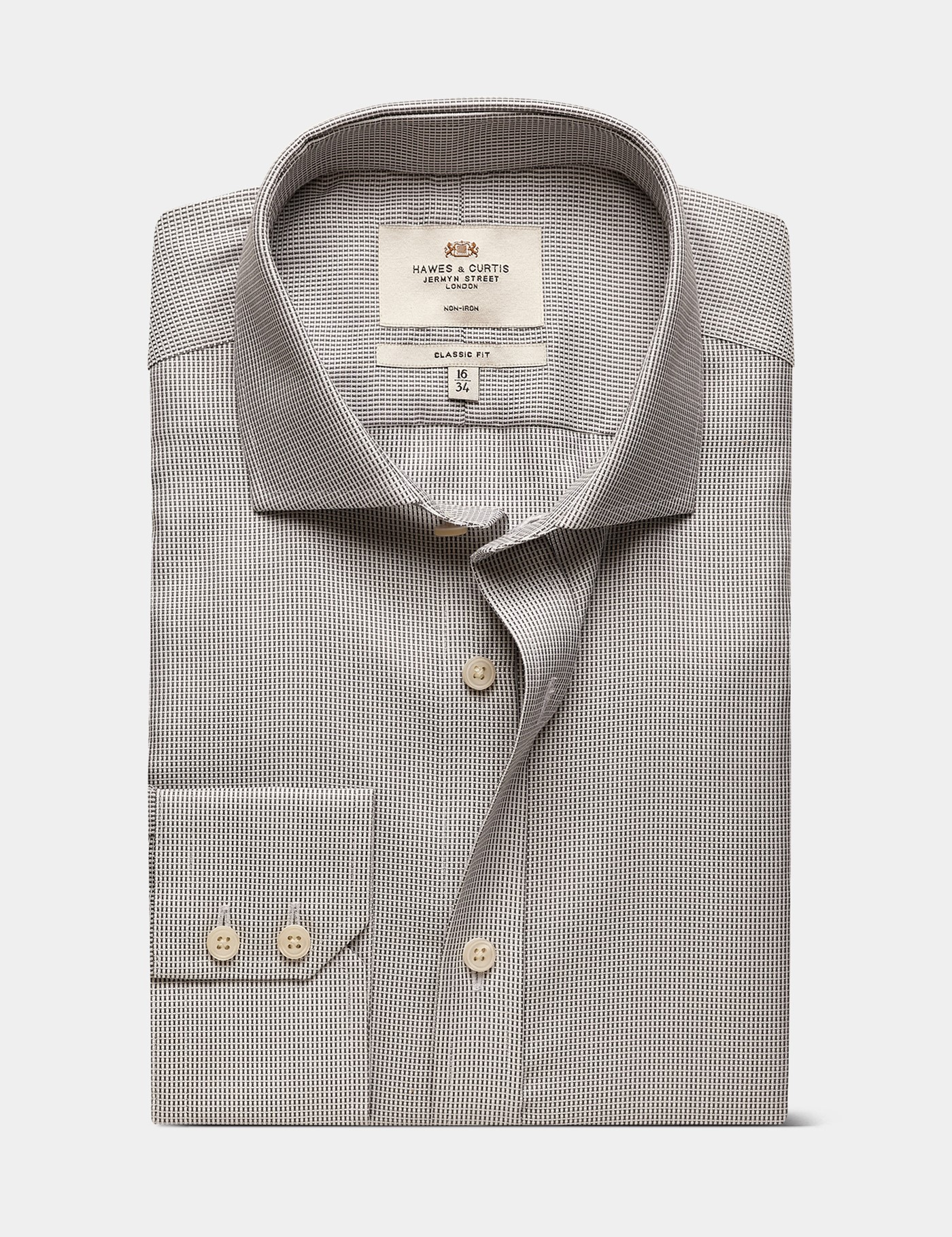 Hawes & Curtis Classic Fit Grey & White Textured Weave Non-Iron Shirt Size: 17.5" collar, 34" sleeve image 2