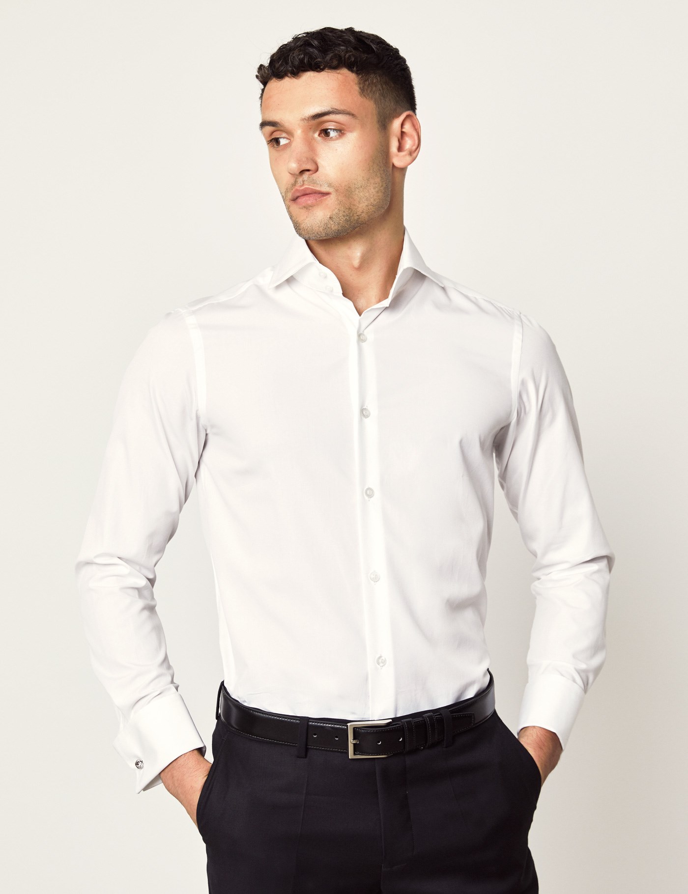 mens double cuff white shirt uk