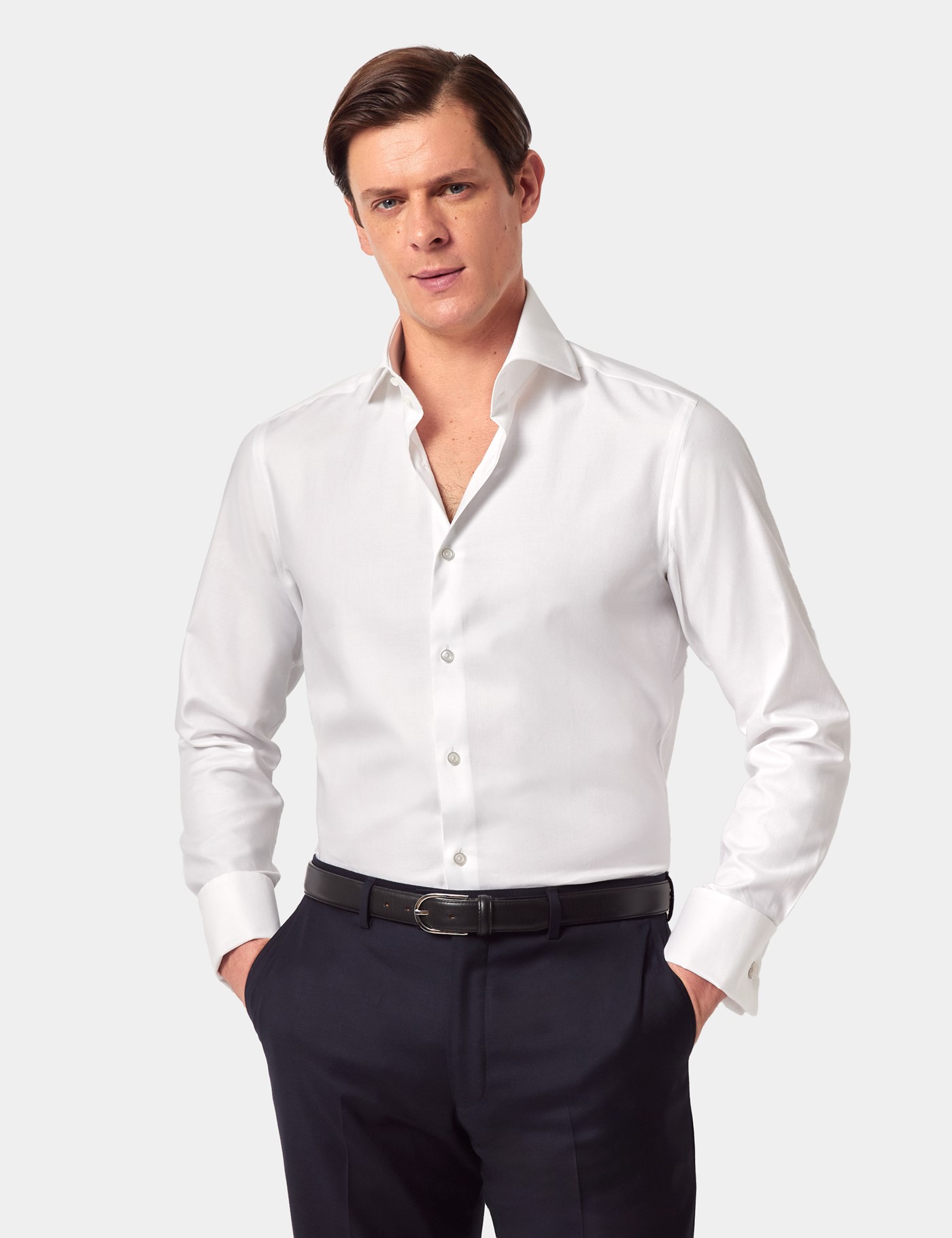 Hawes & Curtis Slim Fit White Twill Slim Shirt Size: Small