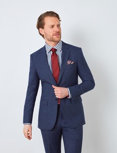 Men's Blue & Red Prince of Wales Check Slim Fit Suit 