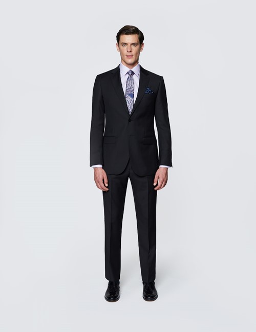 Anzug – Zweiteiler – 100s Wolle – Slim Fit – Twill schwarz